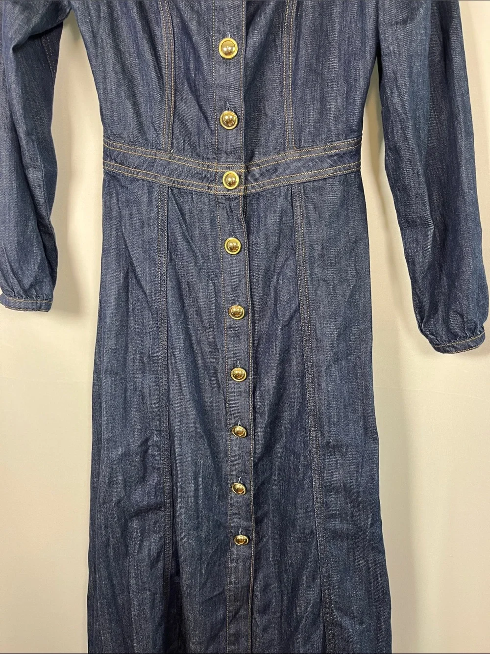 Reformation Dark Denim Button-Front Midi Dress